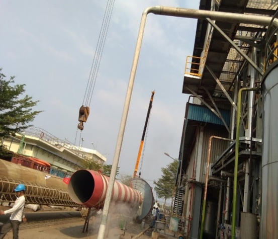 Thay thế bộ trao đổi nhiệt , lắp thêm hệ thống lọc bụi túi vải và ống khói lò hơi  nhà máy dầu ăn CÁI LÂN – Nhà Bè – Tp.HCM 