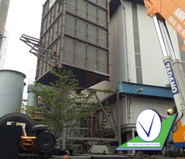Thay thế bộ trao đổi nhiệt , lắp thêm hệ thống lọc bụi túi vải và ống khói lò hơi  nhà máy dầu ăn CÁI LÂN – Nhà Bè – Tp.HCM 