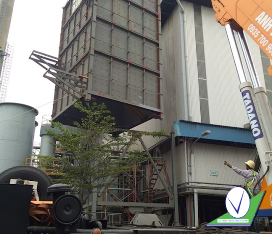 Thay thế bộ trao đổi nhiệt , lắp thêm hệ thống lọc bụi túi vải và ống khói lò hơi  nhà máy dầu ăn CÁI LÂN – Nhà Bè – Tp.HCM 